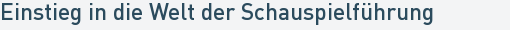 Einstieg in die Welt der Schauspielführung Einstieg in die Welt der Schauspielführung